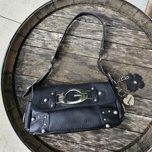 GUESS black leather small shoulder bag